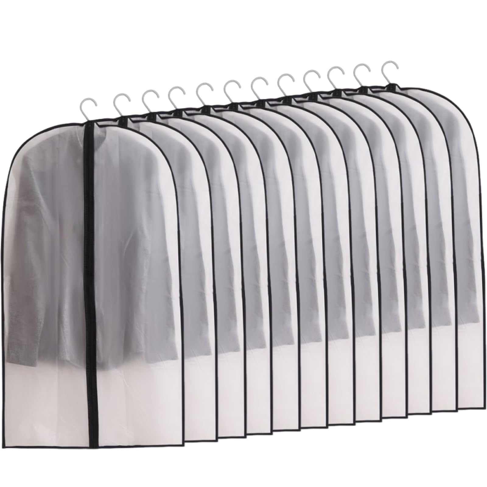 YiZhou 12 Pack Translucent PEVA Garment Bags, 60×100cm Suit Storage Covers
