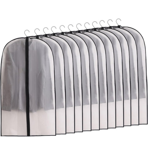 YiZhou 12 Pack Translucent PEVA Garment Bags, 60×100cm Suit Storage Covers