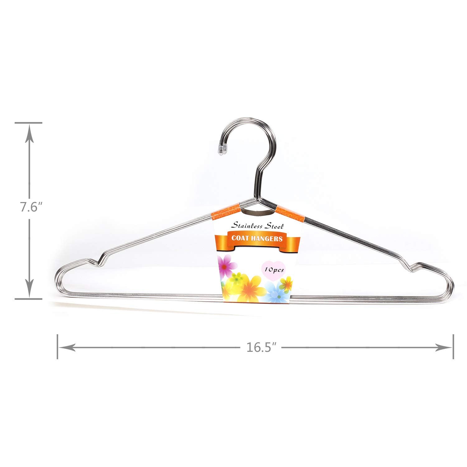 ETAOLINE 10 Pack Stainless Steel Heavy Duty Wire Clothes Hangers Silver