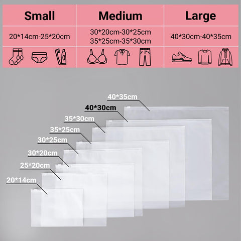 Svaldo Large Ziplock Bags for Clothes, 25Pcs 40 * 30cm Frosted Bags for Clothes, Reusable and Moth Proof, Storage Solutions for Books, Documents