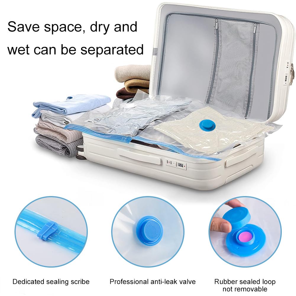 Vacuum Bags,Vacuum Storage Bags for Clothes 50x70cm,4Pcs Vacuum Travel Bag with Pump,Space Saver Baggs,Compression Storage Sealer for Blanket