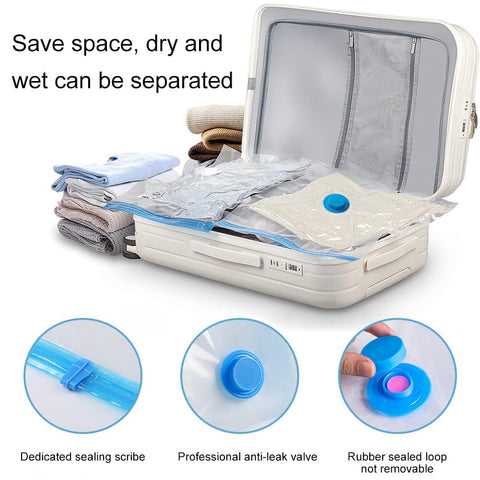 Compression Bags with Pump, Vacuum Storage Bag, 40 x 60 cm Travel Compression Bags, Reusable Vacuum Bags, Small Adhesive Labels