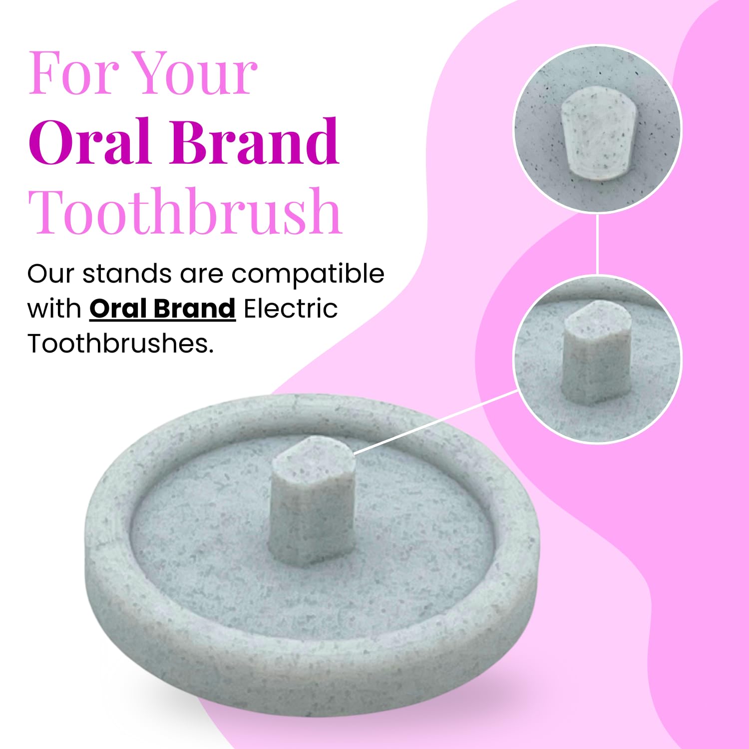 Oral Care Brand Electric Toothbrush Stand & Drip Tray (Marble, Quadruple)