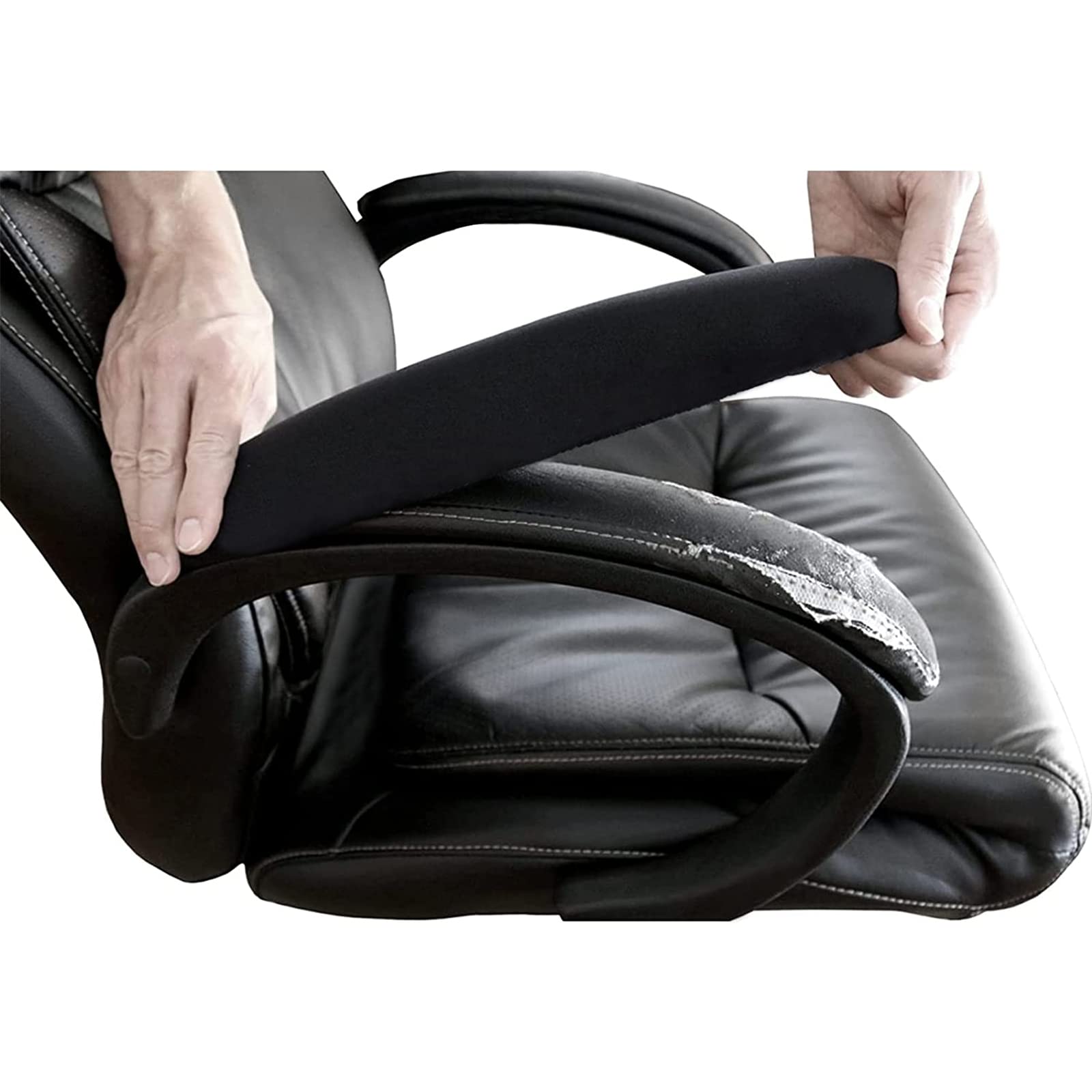 FYTXSZ Office Computer Chair Arm Covers - Stretchy Polyester Arm Cover Protector, Thickened Washable Arm Chair Covers Slipcovers - Black Pack of 2