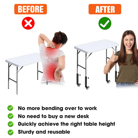 Lipshome Table Leg Extender with Casters Adjustable 6.3"-7.9" Height 4 Pack