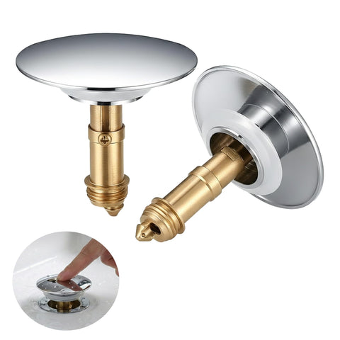 Peygre 2 Pcs Brass Push-In Sink Plug, 36-39mm, 67mm Chrome
