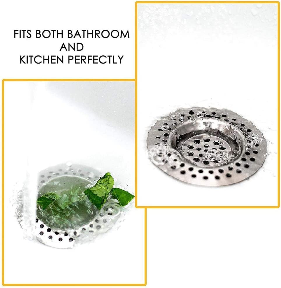 VONRUSS-UK Stainless Steel 2Pcs Kitchen Sink Strainer Plug Standard Dual Function Basket Strainer Drain Protector Sink Waste Stopper Hole Hair