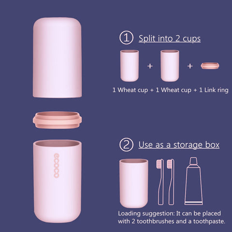 Meiyijia Travel Water Cup Set, Toothbrush Holder for Toothbrushes and Toothpaste, Toothbrush Cup, Suitable for Camping, Travel, Business Trips, Pink