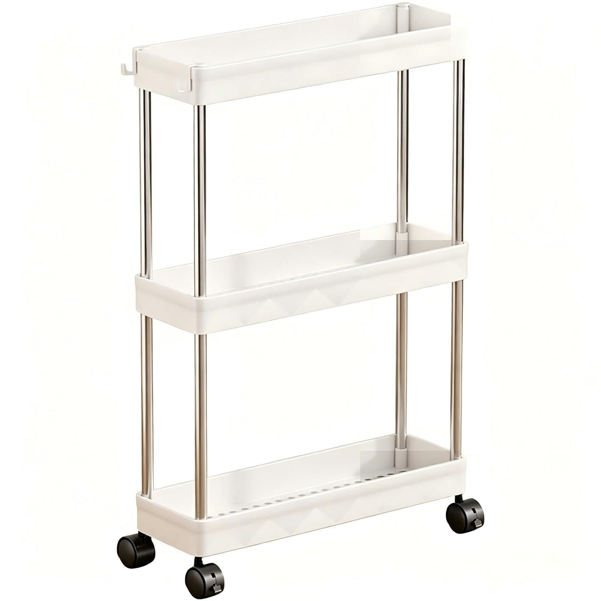 Multibao 3 Tier Slim Slide Out Kitchen Trolley Rack Holder Storage Shelf Organiser with Wheels for Small Spaces Bathroom Kitchen Laundryroom Bedroom