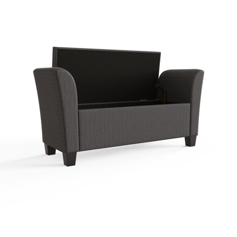 GFW Verona Window Seat Ottoman Storage Bench in Charcoal Grey, Upholstered Buttoned Seat with Hidden Storage & Wooden Feet