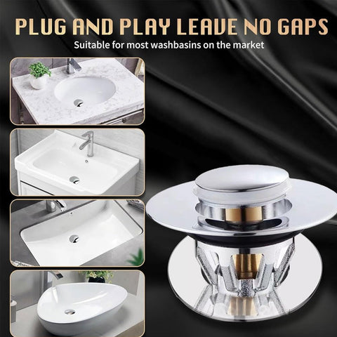 Sink Plug, Drain 2-in-1 Magic Drain Strainer Drain Fitting Plug Sink - Includes 3 Sealing Rings Universal Sink Plug with Drain Strainer for Bathroom
