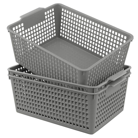 Bblina 3-pack Grey Plastic Kitchen Cupboard Storage Baskets, Plastic Storage Boxes Without Lid
