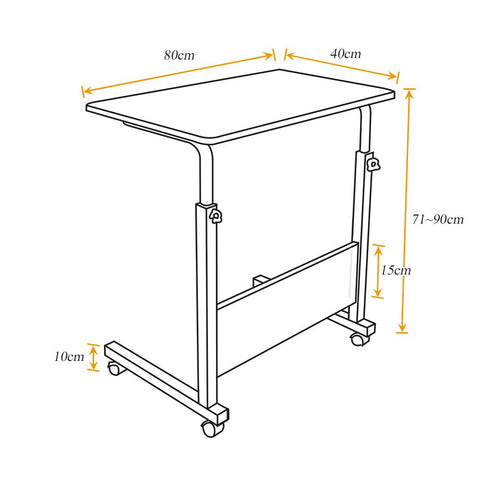 sogesfurniture Height-adjustable laptop table, laptop stand, computer desk with wheels, mobile side table, care table for bed and sofa