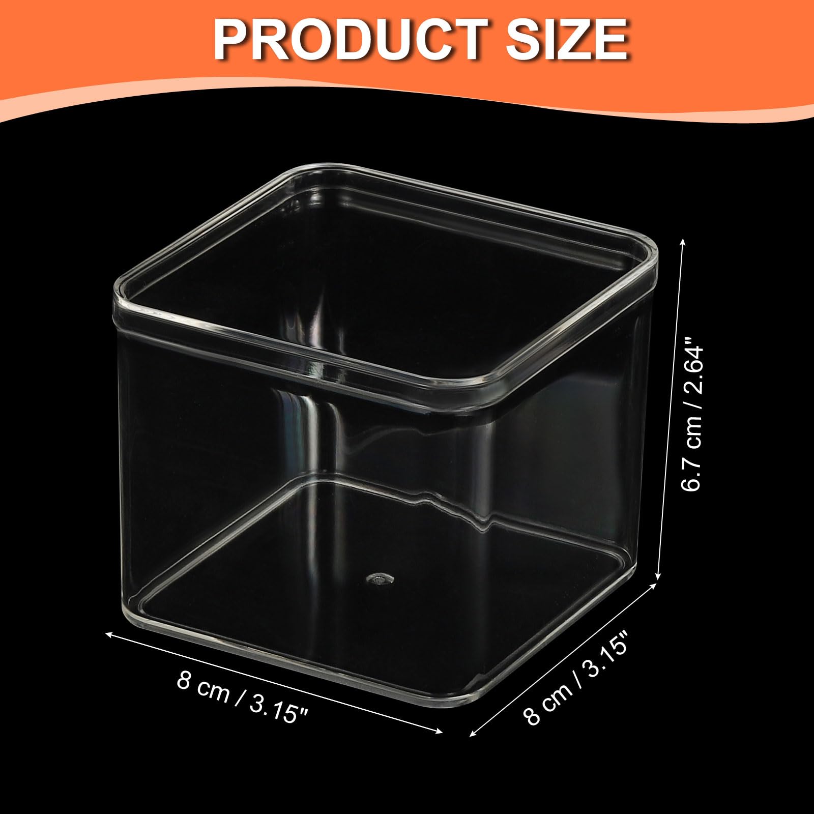 PATIKIL Acrylic Box with Lid 3.15" x 3.15" x 2.64", Clear Acrylic Display Boxes Plastic Square Cube Containers Storage Organizer for Candy Tiny