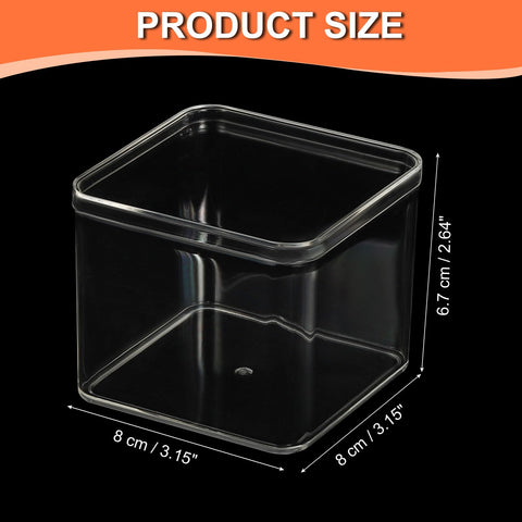PATIKIL Acrylic Box with Lid 3.15" x 3.15" x 2.64", Clear Acrylic Display Boxes Plastic Square Cube Containers Storage Organizer for Candy Tiny
