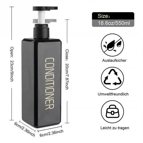 Hokretme Shampoo and Conditioner Dispenser 550ml 3 Pack Shower Soap Bottles Refillable Shampoo Pump Bottle Dispenser Plastic Empty Body Wash