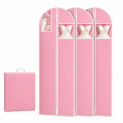 Sytinnice 3Pcs Long Dress Garment Bags, 60×180cm Folding Full Length Garment Cover Bag with Zipper, Pocket & Handle
