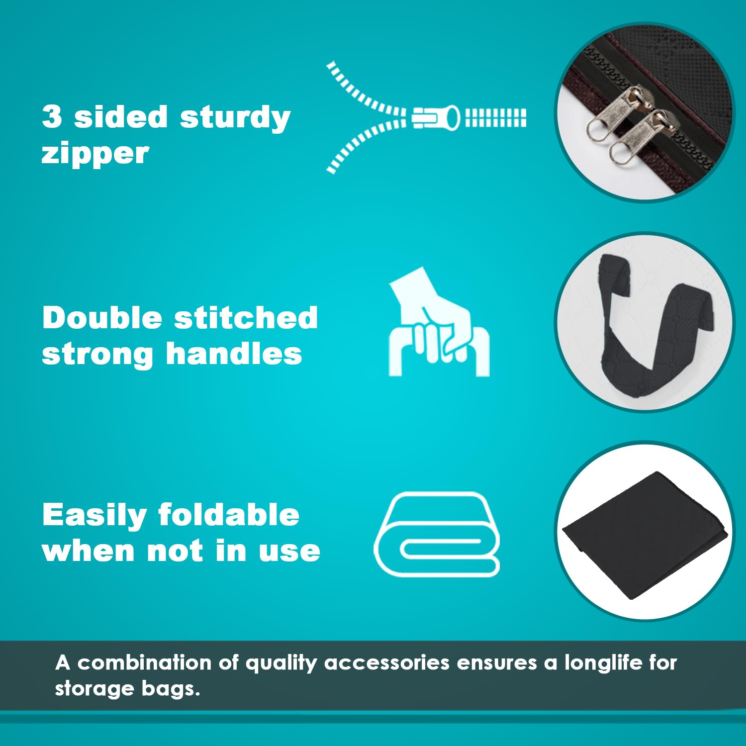 Joybees Clothes Storage Bags with Lids, 3-Pack, 90L Large Foldable Boxes with Zipper & Clear Window, Thick Scratch-Resistant Material