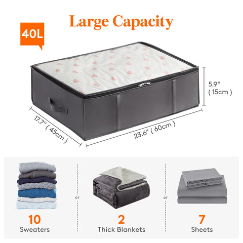 Lifewit 6 Pack 40L Under Bed Storage, Underbed Storage Boxes with lid Clothes Storage Bag Wardrobe Storage Organiser with Reinforced Handle