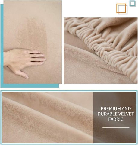 DUJUIKE Bed Headboard Slipcover, Stretch Bed Headboard Cover, Dustproof Protector Cover for Linen Fabric Tufted Upholstered Head Board