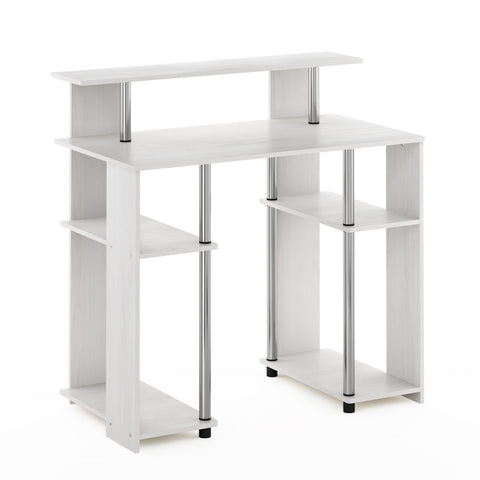 Furinno Computer Writing Desk, Engineered Wood, White Oak/Stainless Steel, 51.49 (D) x 90.5 (W) x 90.6 (H) cm