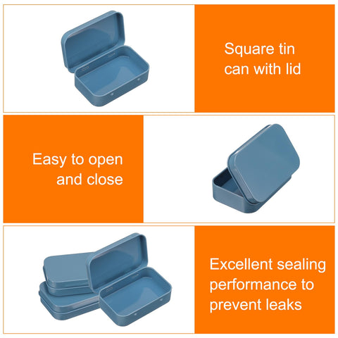 sourcing map 2pcs Metal Tin Box, 3.7x2.4x0.8 Mini Portable Rectangular Empty Tinplate Small Storage Container Airtight Tins with Lids for Candy