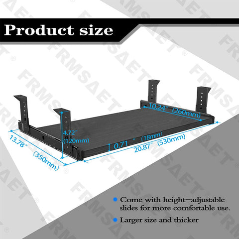 FRMSAET Office Product 20/24/30 inch Keyboard Drawer Tray(20 inch, Black)