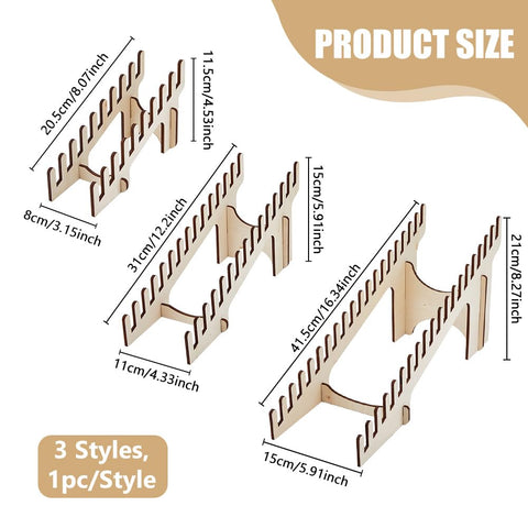 DICOSMETIC 3 Sets 3 Sizes Wood Card Display Stands Greeting Card Display Stand Rectangle Postcards Rack Beige Portable Cards Holder Tabletop Photo