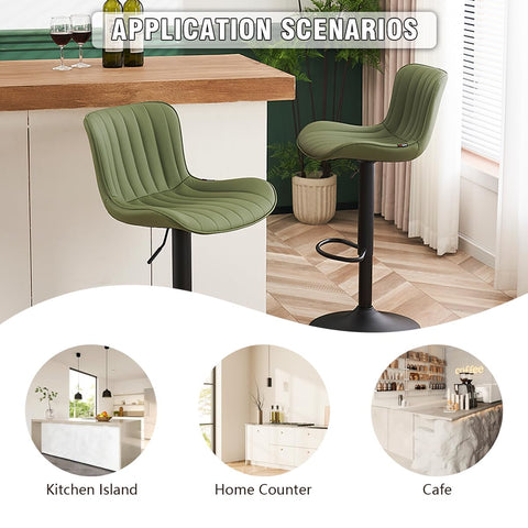 Kidol&Shellder Bar Stools Set of 2 Modern Breakfast Bar Stools, Green