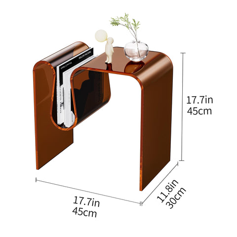 solaround Acrylic Side Table, Wavy Design Decor, 45 x 30 x 45 cm, Dark Brown