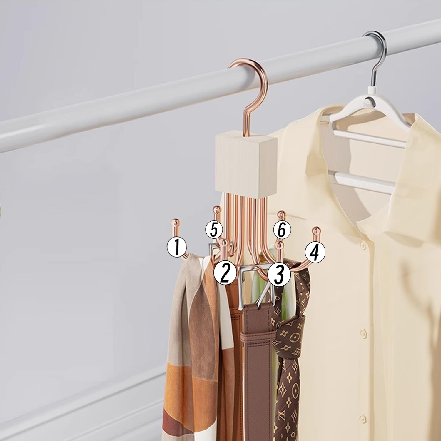 Belt Hanger 2 Pack, 360° Rotating Belt Organizer for Closet Black