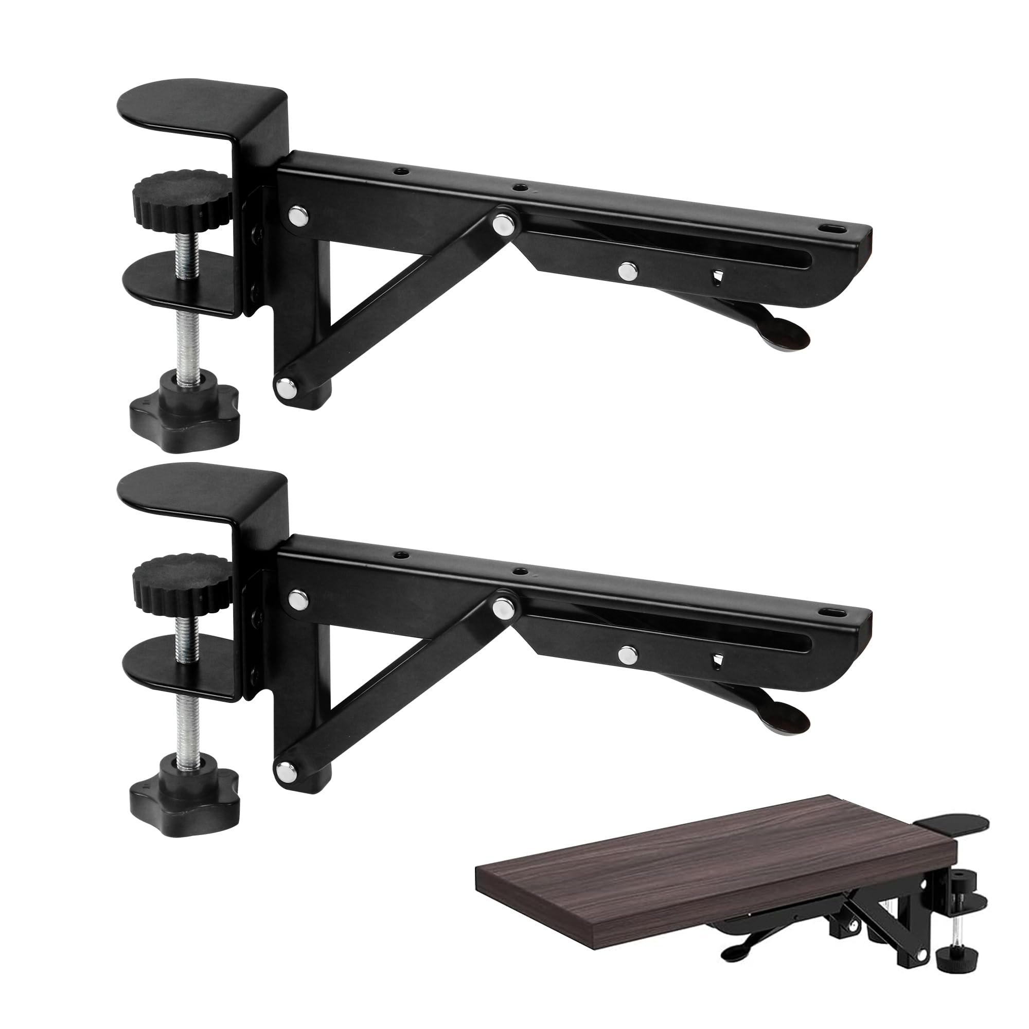 Keyboard Tray, Folding Shelf Bracket, Keyboard Tray Clamp Holder, Mouse Holder with Clip, Adjustable C Clamps, Foldable Table Extension for Table