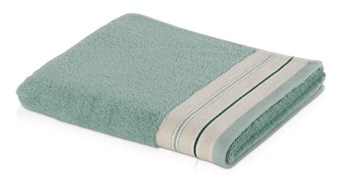 Möve Bohème Double face with striped border Towel 50 x 100 cm, Towel - Made in Germany, 85% cotton 15% linen, Tea/Nature