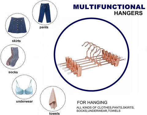 Amber Home 20pcs Shiny Metal Trousers Hangers, Iron Skirt Hangers, Copper