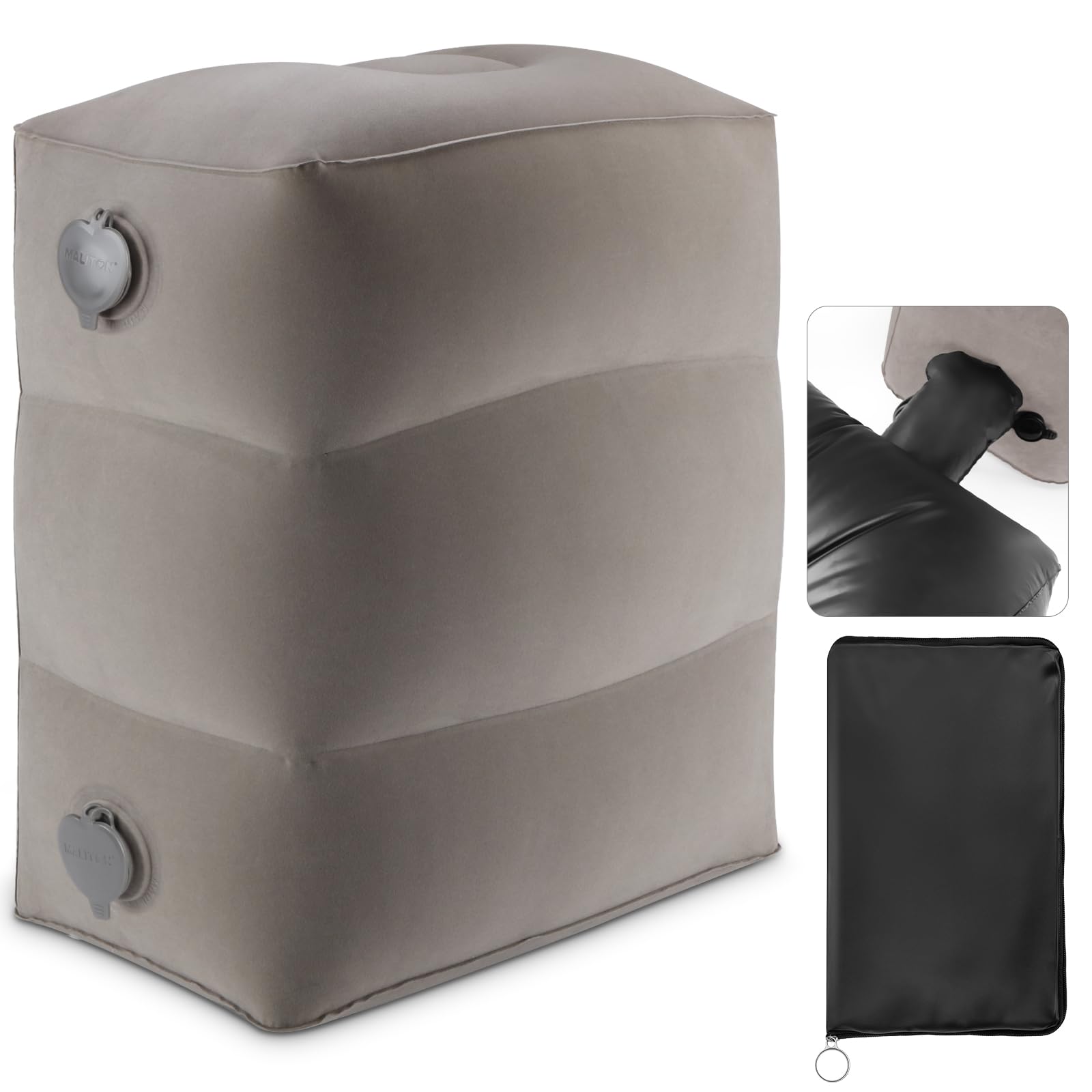 Maliton Inflatable Foot Rest with Quick-Inflate Pump Bag, Airplane Footrest