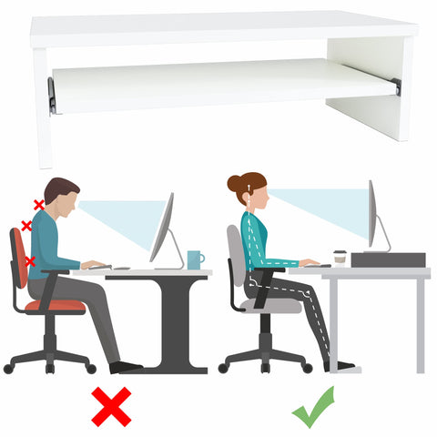 Henor Stand Monitor Riser Wooden Screen with Removable Tray 62 x 32 x 18 cm. Supports 50 kg. White.