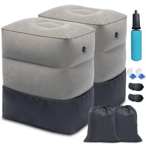Inflatable Foot Rest Pillow, Airplane Travel Pillow, Multifunctional Adjustable 3 Layers Height Foot Rest