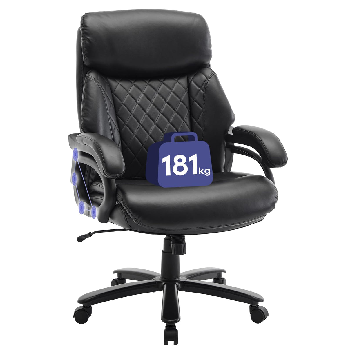 COLAMY Big and Tall Office Chair 400lbs, PU Leather Executive Office Chair for Heavy People