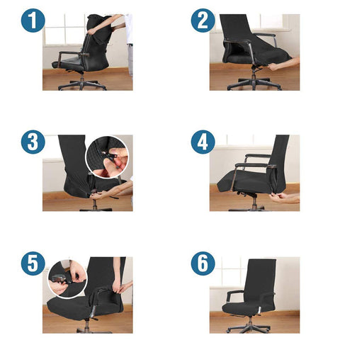 Kisbeibi Office Chair Cover, Stretch Computer Desk Chair Slipcover with Armrest Sleeve Universal Nonslip Chair Seat Covers Machine