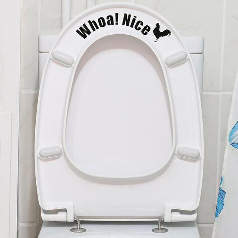 Funny Toilet Stickers, Whoa Nice Bathroom Decal, Wall Art, Removable Self-Adhesive Toilet Seat Stickers for Restroom Door