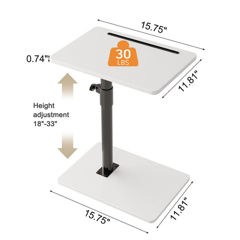 CAIYUN C Shaped Side Table, Height Adjustable Swivel 360° Rotating, White End Table Set of 2 for Small Spaces