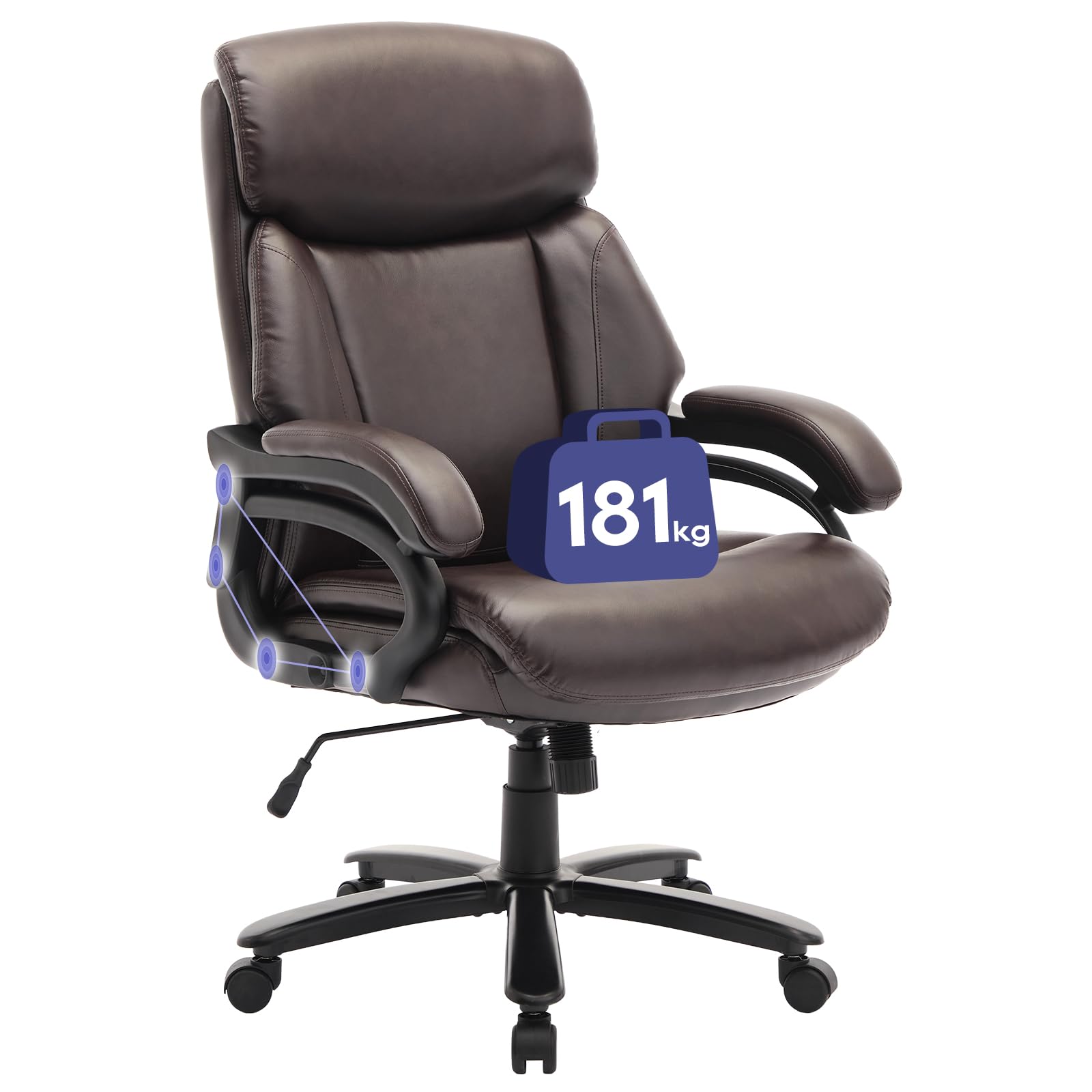 COLAMY Big and Tall Office Chair 400lbs, PU Leather Executive Office Chair for Heavy People