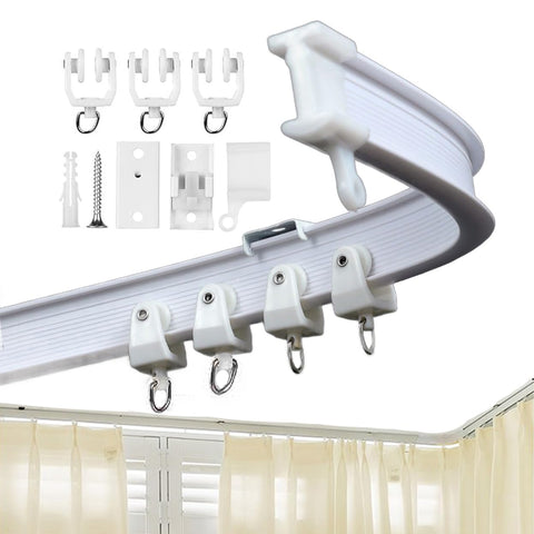 Bendable Plastic Metal Alloy Rod Flexible Window Curtain Track Poles Ceiling Mounting (100cm Ceiling Mount)