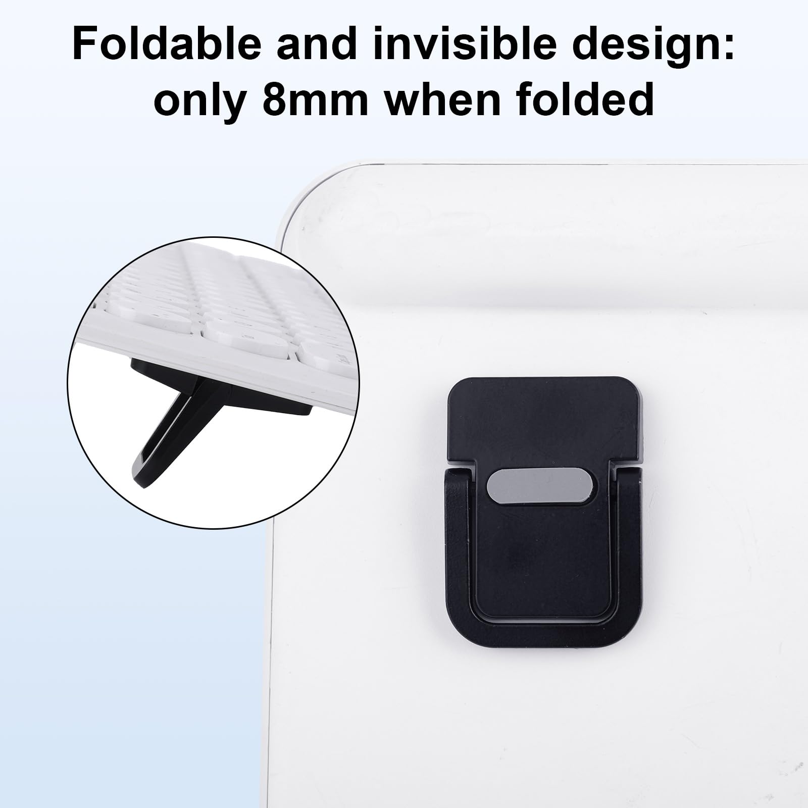 Penitue 2pcs Mini Portable Laptop Stand, Zinc Alloy Foldable Laptop Keyboard Riser Self-Adhesive Kickstand Invisible Computer Notebook Holder Lift