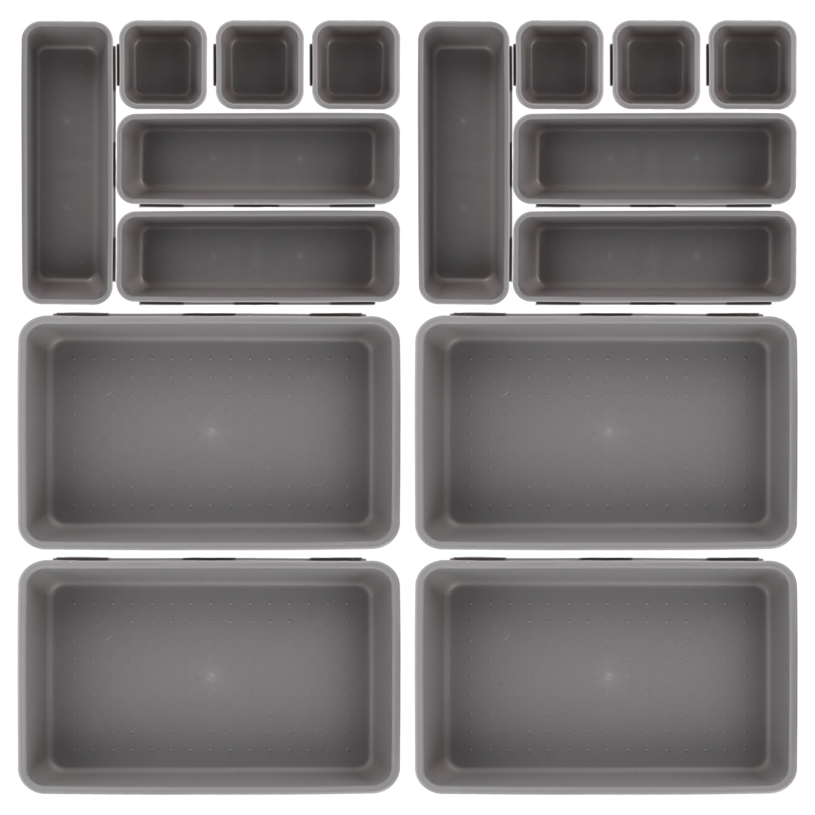 ASelected 16 Pcs Drawer Organiser,Interlocking Drawer Dividers Plastic Storage Trays,Tidy Desk Drawer Organiser for Kitchen Office Make-Up Clothing