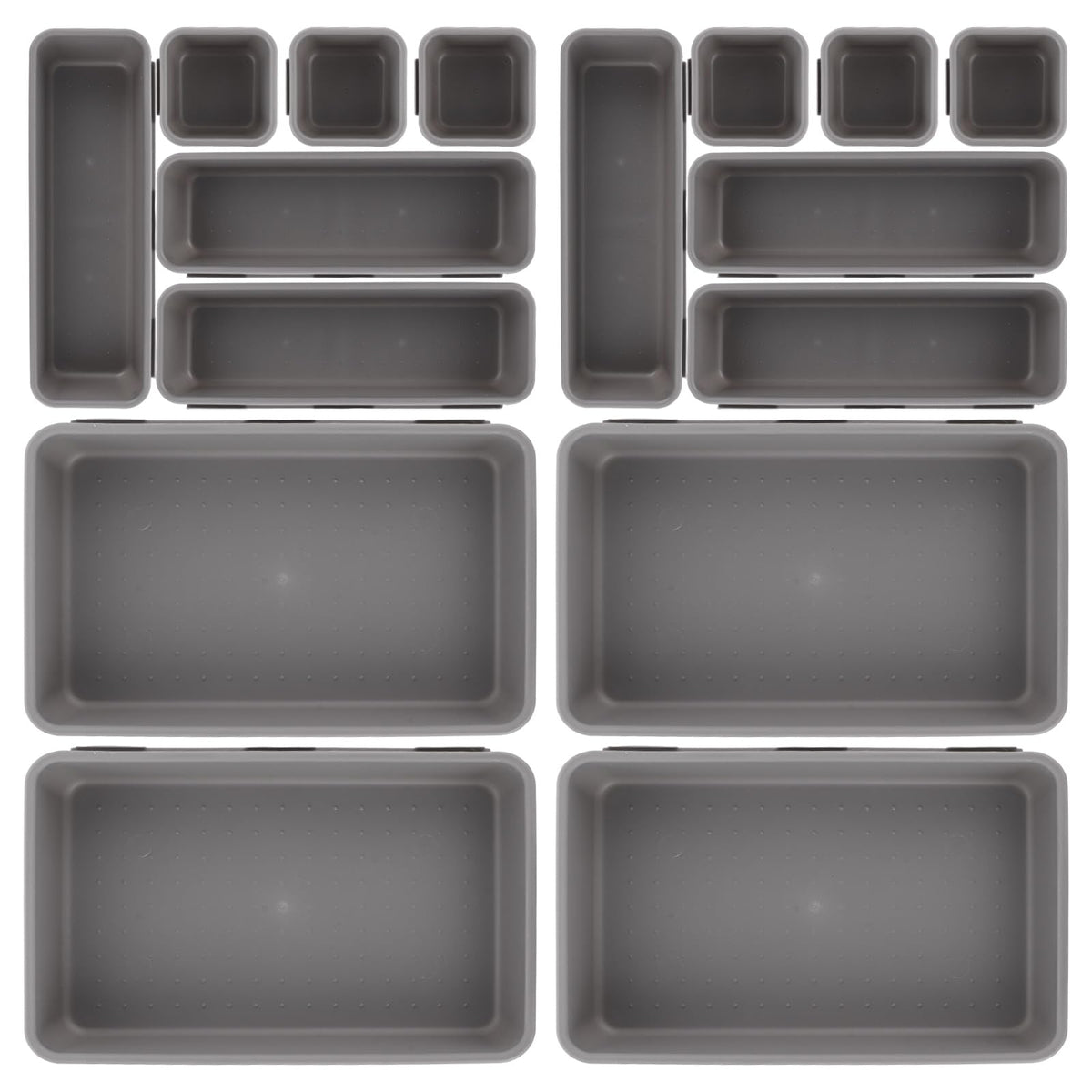 ASelected 16 Pcs Drawer Organiser,Interlocking Drawer Dividers Plastic Storage Trays,Tidy Desk Drawer Organiser for Kitchen Office Make-Up Clothing