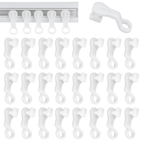 100 Pieces Plastic glider Curtain Hooks for curtains (white,2.7x0.9mm)