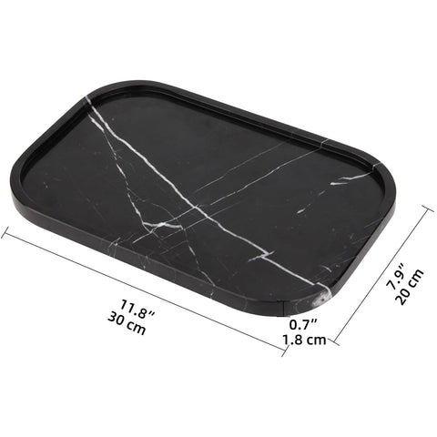 Marble Bathroom Vanity Tray, Black Marquina, 30 x 20 x 1.8cm