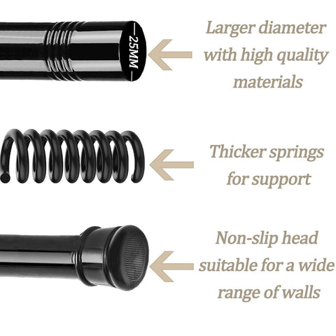 Tension Rod For Curtains No Drill Curtain Pole Extendable Curtain Poles Tension Rod For Windows,Shower White 67-90CM