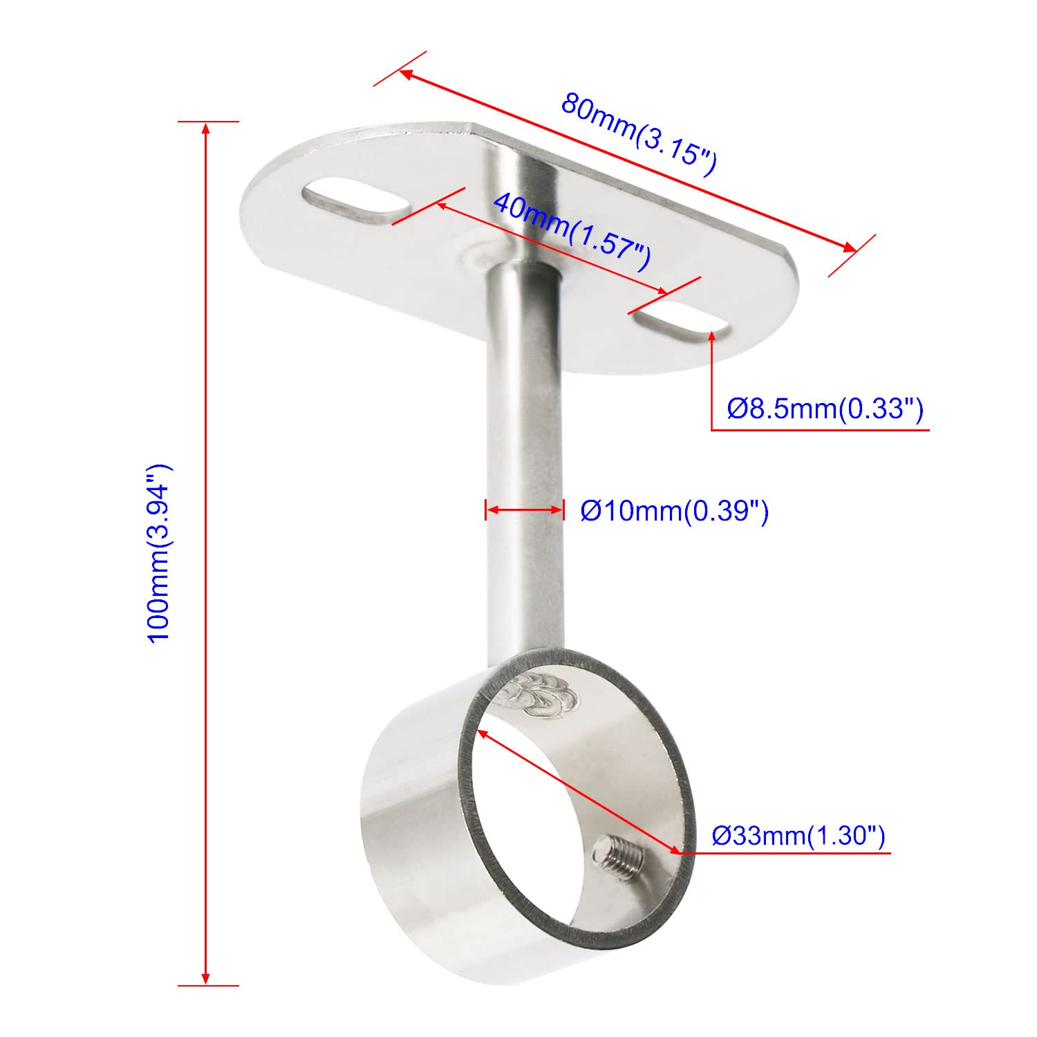 Ohamtes 4Pcs ID32mm(1-1/4"), L100mm, clothes rail mounting bracket, shower curtain closet tie rod support frame, curtain rod flange socket